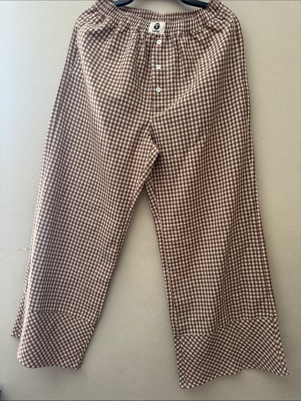 Relaxed Brown Gingham Pants